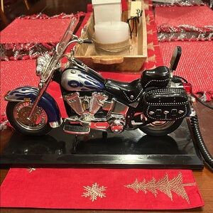Harley Davidson Blue and Silver Motorcycle phone.